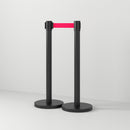 2 Colonnine Tendinastro di 2 m in Acciaio Inox Nero  Ø32x90 cm Nastro Rosso