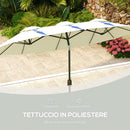 Ombrellone da Giardino 295x152x222 cm Copertura Doppia Inclinabile con Apertura a Manovella Beige  