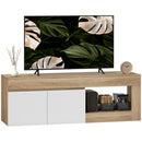 Mobile TV Max 60" con Armadietto 2 Ante e Ripiano Aperto 140x40x48 cm Legno Naturale e Bianco 