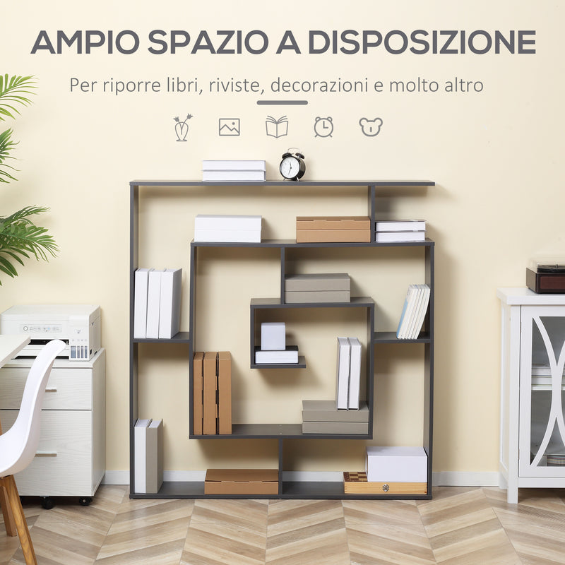 Libreria con Ripiani Irregolari 125x22x129 cm in Legno Truciolato Grigio