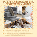 Scaletta per Cani 3 Gradini 63,5x42,5x40,5 cm in Tessuto Effetto Lino e MDF Grigio