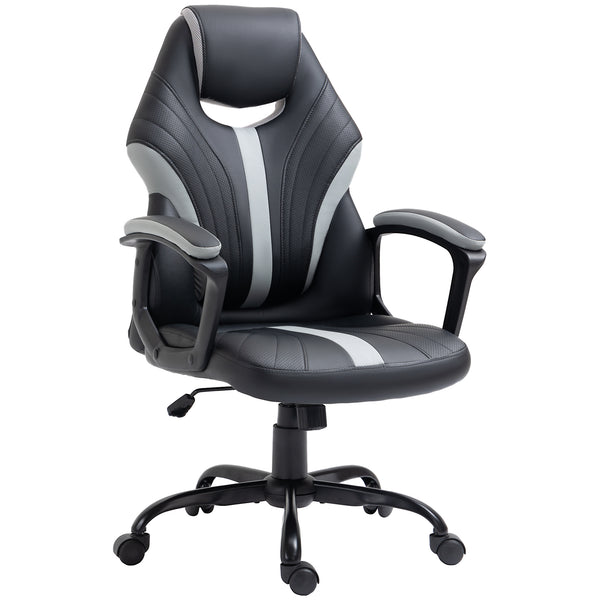 Sedia da Gaming Girevole Reclinabile 63x70x104-112 cm in Similpelle Nero e Grigio online