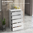 Cassettiera 5 Cassetti 55x33x100 cm Design Moderno in Legno Bianco 
