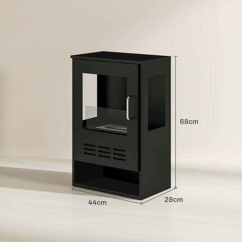 Camino a Bioetanolo da Pavimento Autoportante con Bruciatore da 0,9L 44x28x68 cm Nero  