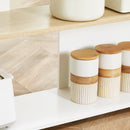 Isola da Cucina 3 Ripiani 105x65x90 cm  con Portacoltelli in Legno Truciolare Bianco