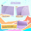 Castello Giostra Gonfiabile 250x165x200 cm per Bambini 3-8 Anni Scivolo e Area di Salto con Soffiatore Lilla e Azzurro 