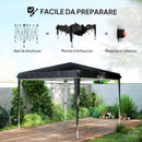 Gazebo da Giardino 300x300x273 cm per 6-9 Persone ad Altezza Regolabile in Metallo e Tessuto Oxford Nero   