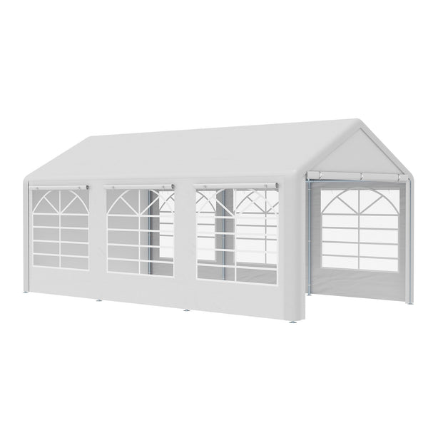 online Gazebo da Giardino 600x300x280 cm 3 Stanze e Porte a Cerniera Bianco