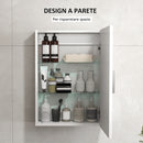 Armadietto Bagno da Parete 40x15x55 cm con 3 Ripiani Regolabili in Vetro in Legno Bianco   