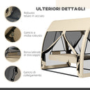 Dondolo da Giardino 2 in 1 Convertibile in Letto 240x140x197 cm con Zanzariera Caffè   