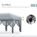 Gazebo da Giardino 600x300 cm Pieghevole con 6 Zanzariere e Pulsante in Acciaio e Poliestere Grigio 
