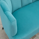 Divano 2 Posti Gambe in Metallo 132x66x80 cm in Tessuto Vellutato Verde