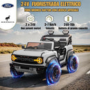 Macchina Elettrica per Bambini 24V Licenza Ford Bronco Raptor 2 Posti con Telecomando Bianco