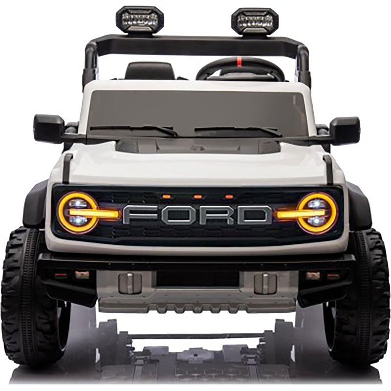 Macchina Elettrica per Bambini 24V Licenza Ford Bronco Raptor 2 Posti con Telecomando Bianco