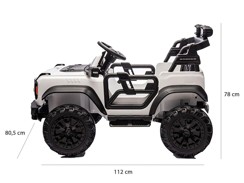 Macchina Elettrica per Bambini 24V Licenza Ford Bronco Raptor 2 Posti con Telecomando Bianco