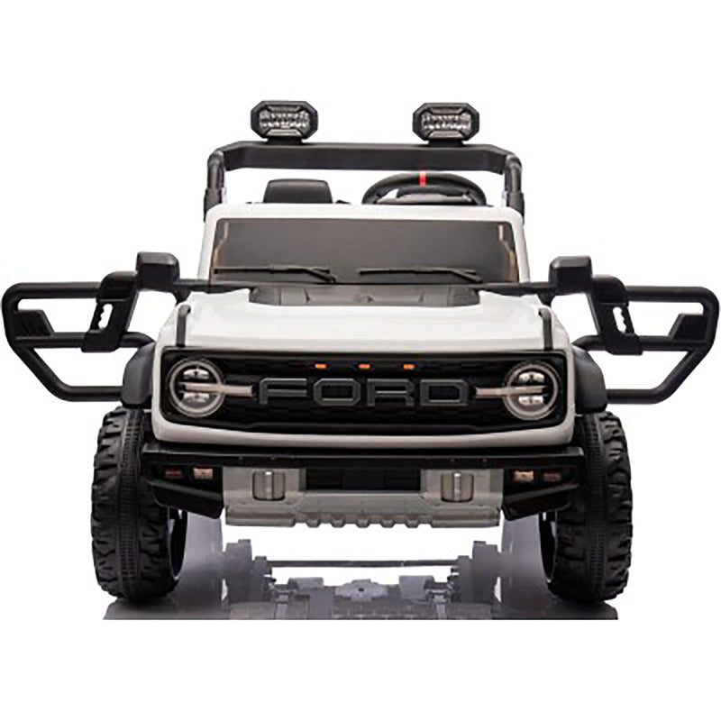 Macchina Elettrica per Bambini 24V Licenza Ford Bronco Raptor 2 Posti con Telecomando Bianco