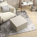 Pouf Poggiapiedi 75x75x41 cm Rivestimento Rimovibile Tessuto Effetto Lino Beige 