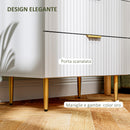 Cassettiera 4 Cassetti Moderna con Maniglie Dorate 60x40x96 cm Bianco 