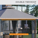 Gazebo da Giardino 3x4m con Tende e Zanzariere Grigio e Marrone