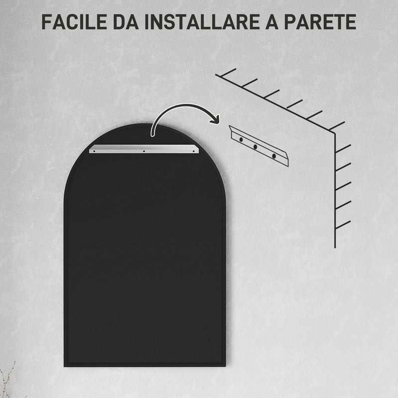 Specchio ad Arco 60x3x90 cm in Lega di Alluminio e Vetro Nero   