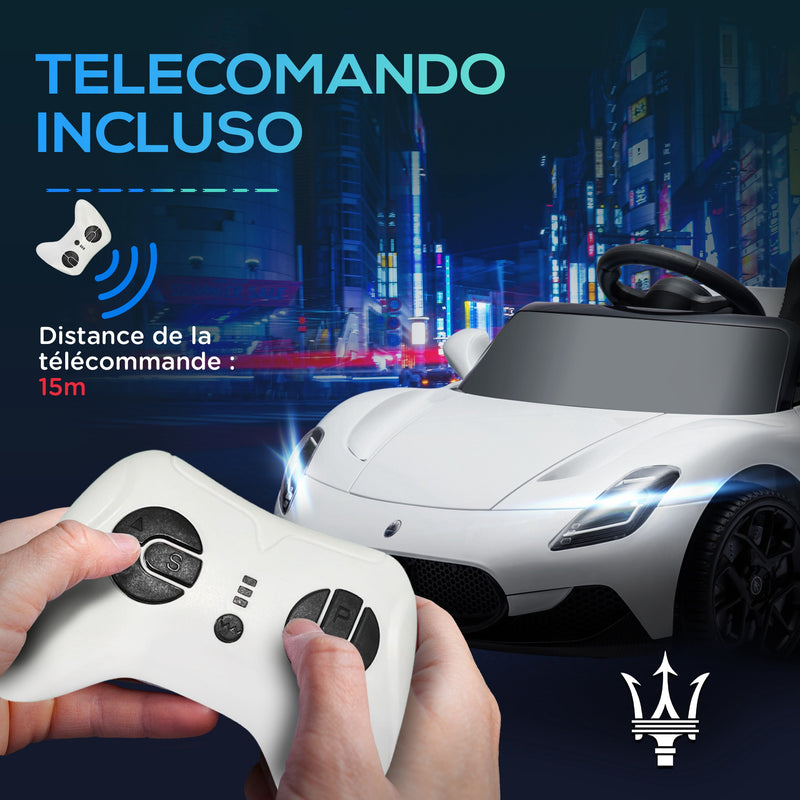 Macchina Elettrica per Bambini Licenza Maserati MC20 Velocità 3-5km/h Bianco 