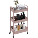 Carrello da Cucina a 3 Livelli 45x30,6x79 cm in Acciaio Rosa  