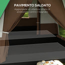 Tenda da Campeggio 4 Posti a Tunnel Impermeabile con Finestre a Rete 490x305x225 cm in Poliestere Verde