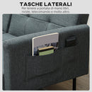 Divano Letto Clic Clac 200x77x72 cm con Schienale Regolabile in Tessuto Effetto Lino Grigio   