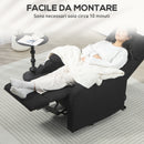 Poltrona Reclinabile Manualmente a 60° con Poggiapiedi in Tessuto Nero   