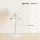 Set 2 Sgabelli da Bar con Schienale Altezza Regolabile 76,5-97,5 cm in PP Bianco