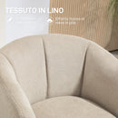 Poltrona da Salotto Girevole con Seduta Imbottita in Tessuto Bouclé Grigio Chiaro 