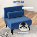 Poltrona Letto Reclinabile in 5 Posizioni 75x70x75 cm in Tessuto Effetto Lino e Acciaio Blu Scuro  
