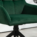 Poltrona con Seduta Girevole in Tessuto Effetto Velluto Verde   