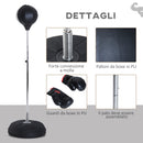Punching Ball Sacco Boxe da Terra Altezza Regolabile 126-144 cm con Guantoni Nero
