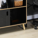 Libreria Moderna 80x40x165 cm in MDF e Truciolato Nero e Legno Naturale