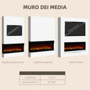 Camino Elettrico da Parete e da Incasso 1800W con Fiamme Colorate LED Nero 