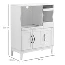 Credenza Salvaspazio con 2 Armadietti e 2 Ripiani Estraibili 84x39x109 cm in Legno Bianco  