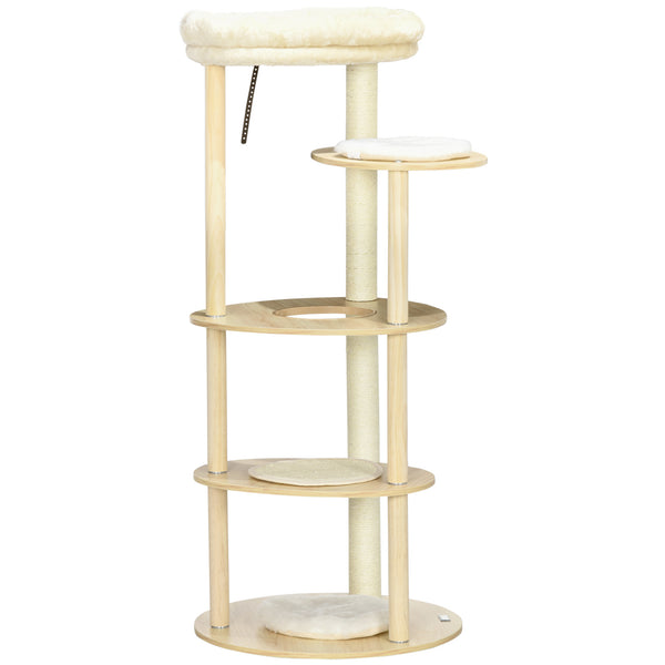 Arbre à chat Tower Ø54x123,5 cm avec lit et perchoirs en aggloméré et bois de pin chêne sconto