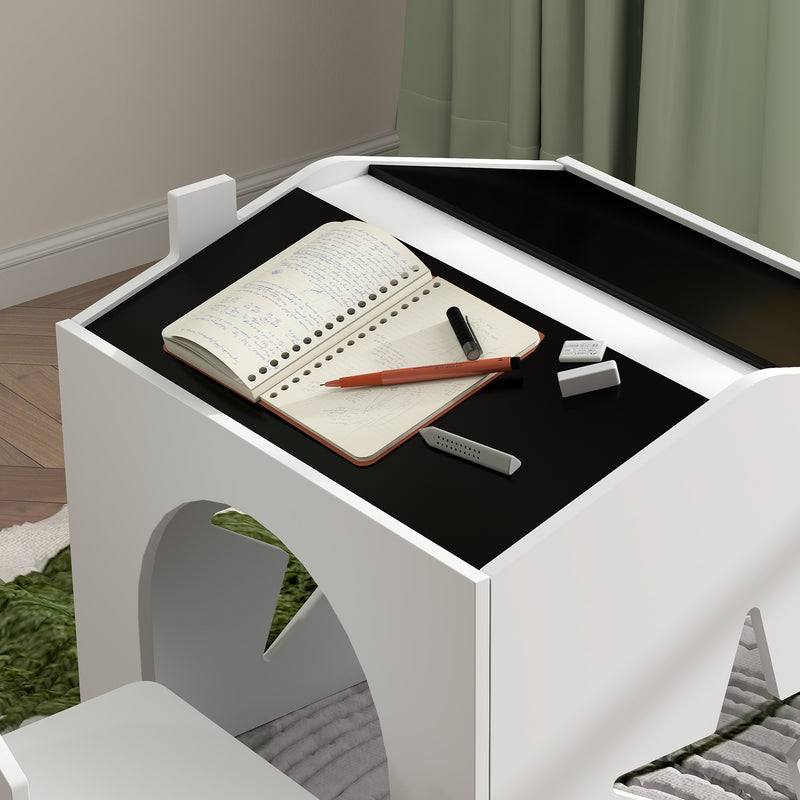 Set Tavolo Lavagna Inclinato con 2 Sedie Bianco    