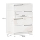 Cassettiera 4 Cassetti Moderna e Minimal 60x40x85 cm Bianco Lucido  