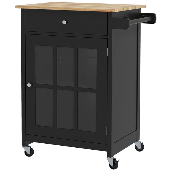 sconto Carrello da Cucina con Cassetto Armadietto e Portasciugamani 67x48x86,5 cm in Legno Nero e Rovere