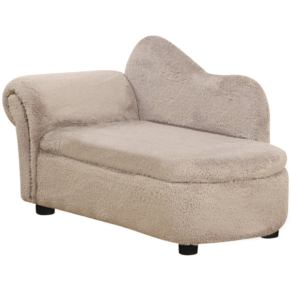 Cuccia Divano per Cani con Vano Contenitore 80x40x46 cm Rivestimento Morbido Beige prezzo