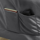 Poltrona Moderna 80x78x100 cm con 2 Tasche Laterali e Poggiapiedi  in Tessuto Effetto Lino Grigio 