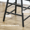 Set 2 Sgabelli Bar e Tavolo Alto in MDF e Acciaio Marrone Rustico e Nero
