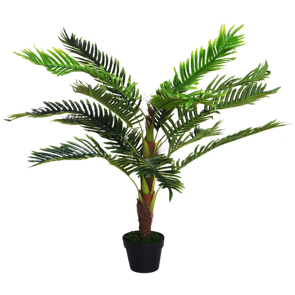 sconto Pianta Artificiale Palma Cycas da Interno e Esterno H123 cm con Vaso Verde