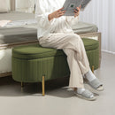 Panca Contenitore Ovale 108x44x43,5 cm da 72L in Tessuto Effetto Velluto Verde  