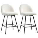 Set da 2 Sgabelli da Bar con Schienale 48,5x56x92 cm in Velluto Bianco Crema   
