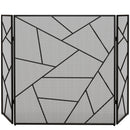 Parascintille con Antine 135x1,2x85 cm Pieghevole a 3 Pannelli Design Geometrico in Acciaio Nero
