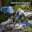 Tenda da Campeggio 265x140x95 cm con Gancio Interno e Finestre a Rete Azzurra