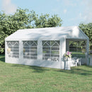 Gazebo da Giardino 600x300x280 cm 3 Stanze e Porte a Cerniera Bianco   